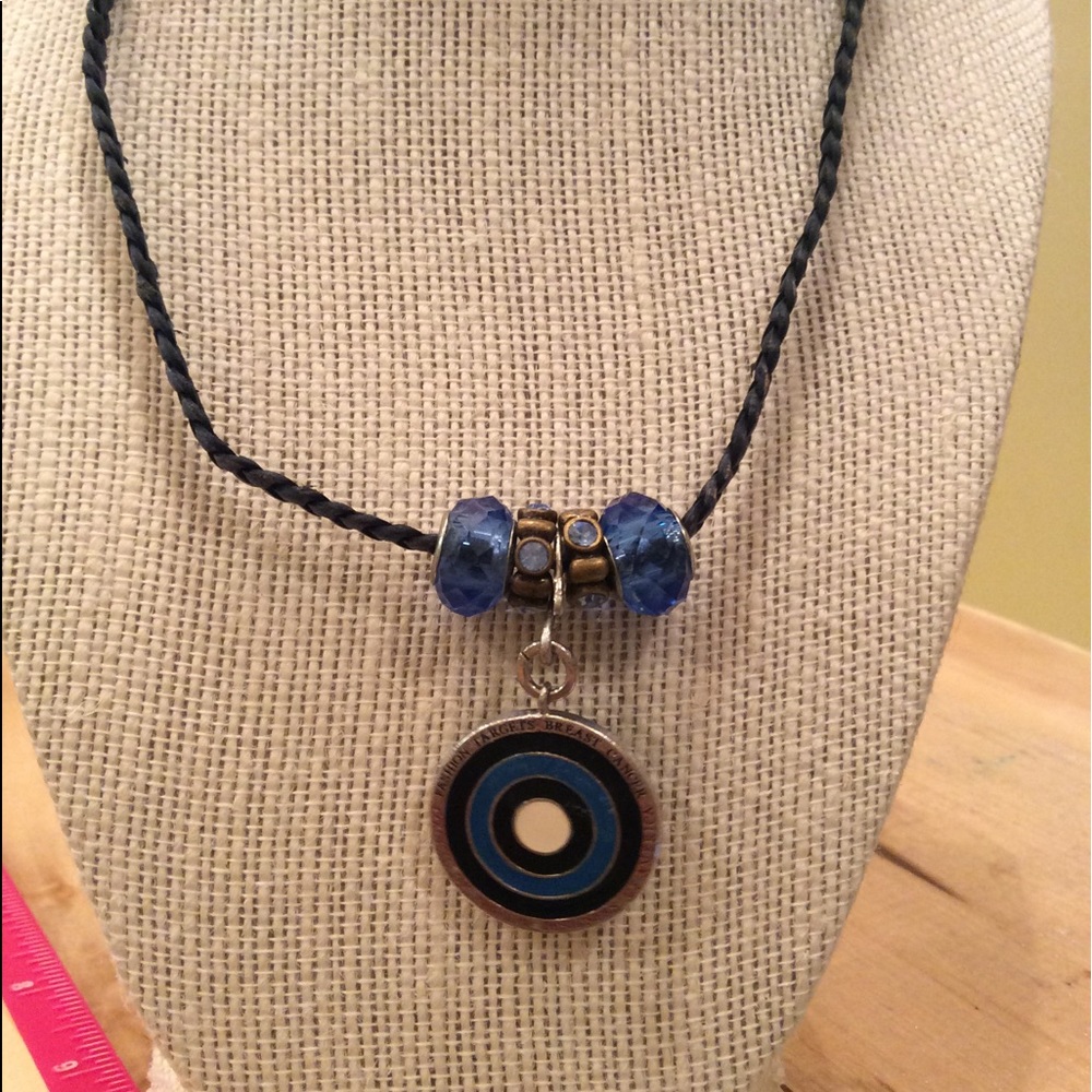 Sterling silver and rope breast cancer necklace